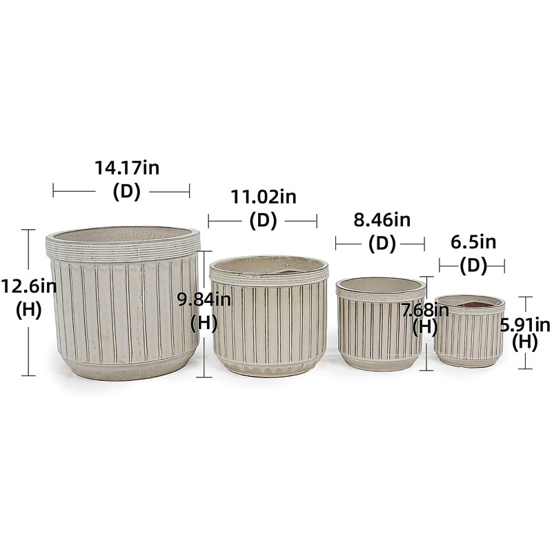 4 pots de fleurs en céramique, pot de fleurs moderne