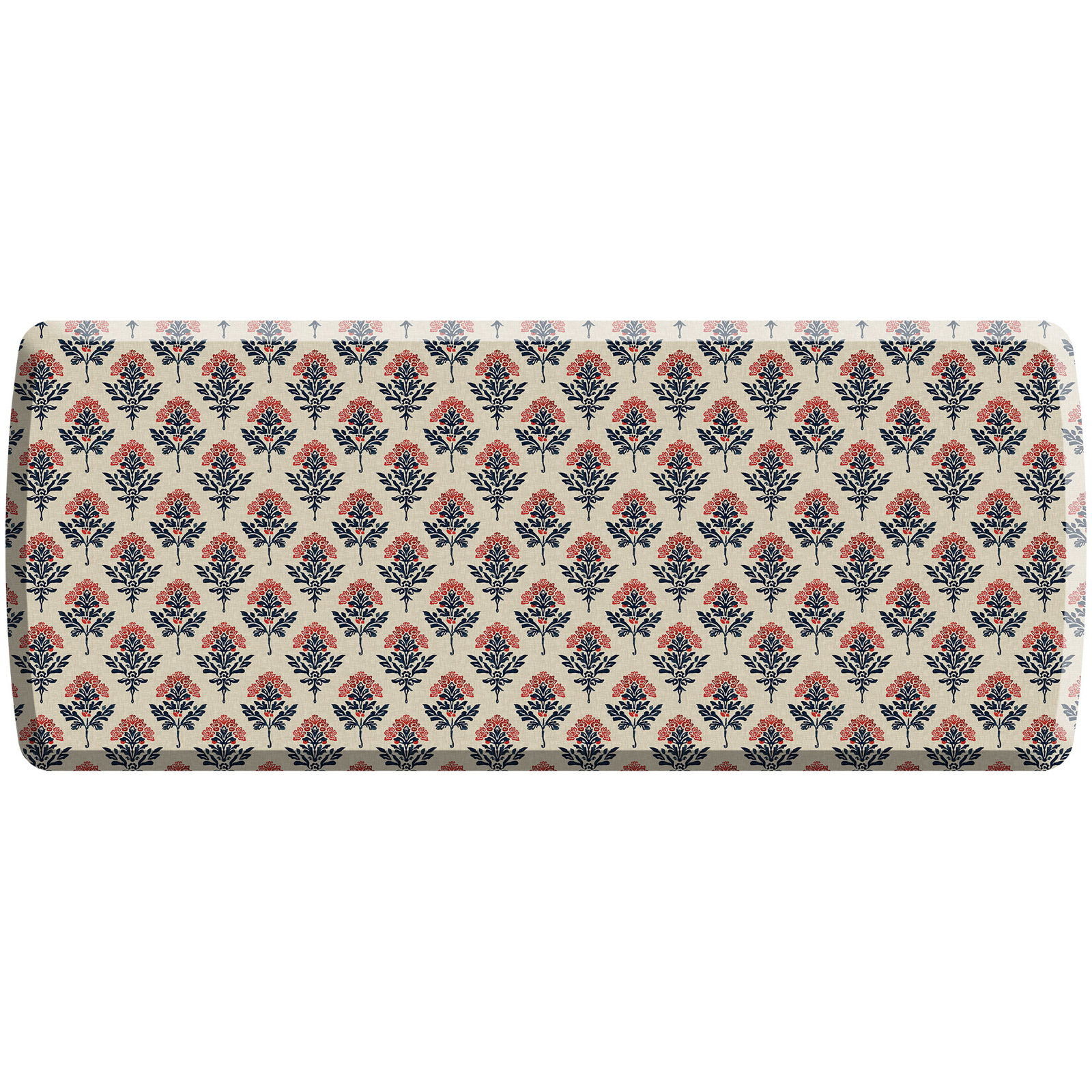 Block Print Garden Anti-Fatigue Kitchen Comfort Mat, Rosewood Bloom, Rectangle 20" x 32"