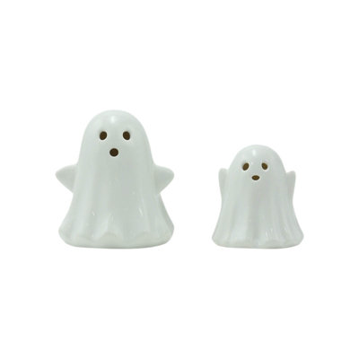 Ceramic Ghost Set Of Two Mini Light-Up Ceramic Ghost Ornaments Halloween Decor