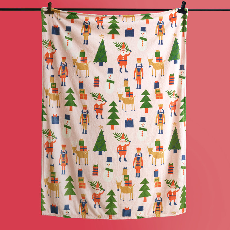 Holiday Characters Printed Plush Throw Blanket