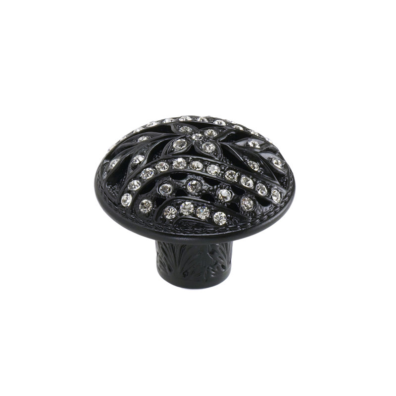 HAMPTON KNOB; LT. COLORADO TOPAZ CRYSTAL, Matte Black