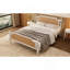 Traditional Style Rattan Queen Size Bed Frame,No Box Spring Needed,Antique White