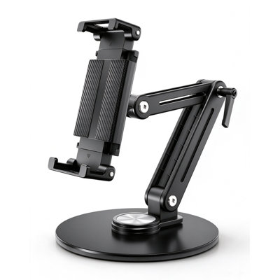 Support pour écran solide en aluminium coulé sous pression solide, support d'écran pliable réglable en hauteur pour écrans portables de 6,5 à 18,5 po, tablettes et tablettes à dessin