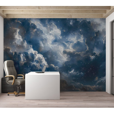 Peel & Stick Space Wall Mural - Clouds And Stars