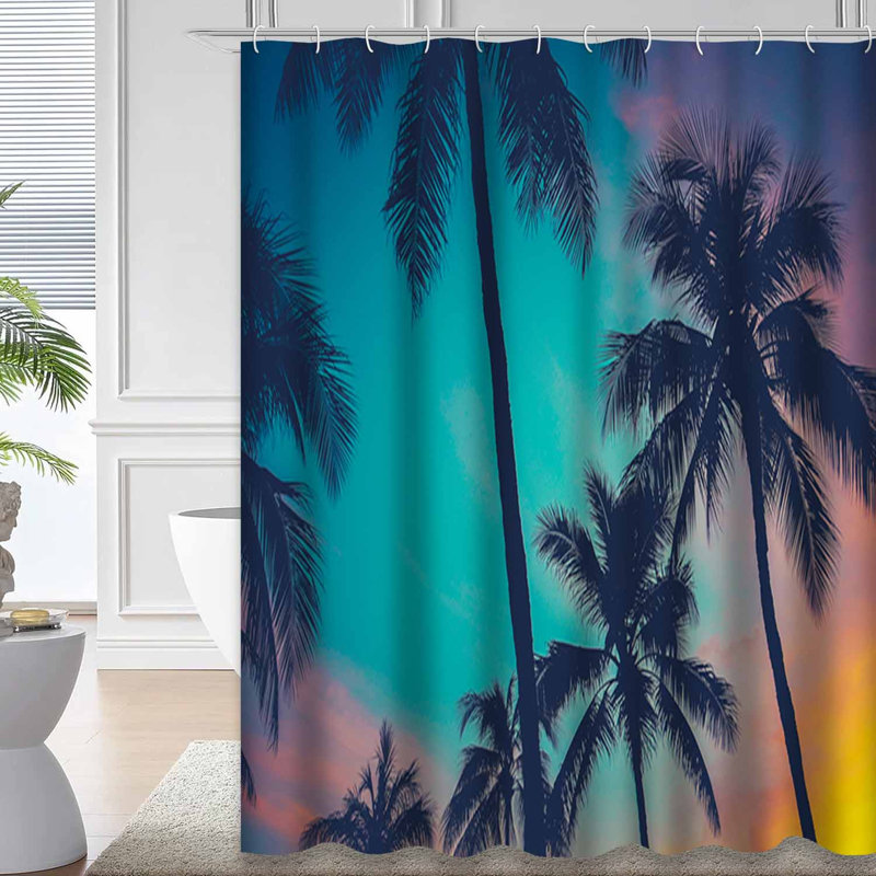 Rideau de douche rétro rétro avec palmiers Hawaii, L 72 po x l 84 po