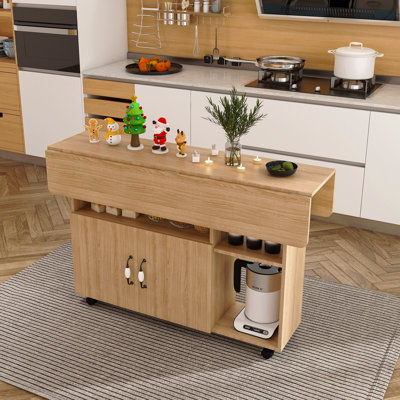 Multi-Functional Folding Table With Storage Shelves And Wheels, 47 Inch Foldable Dining Table For Small Spaces, Compact Desk For Kitchen, Dorm, Office