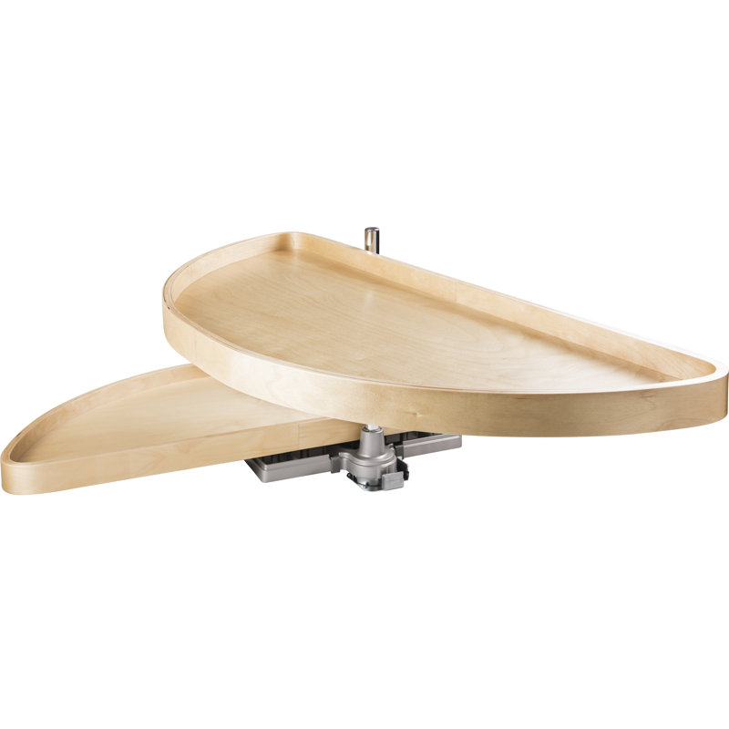 Half-Moon Lazy Susan Set with Wood Trays, 17.3125" H x 37.6875" W x 19.6875" D