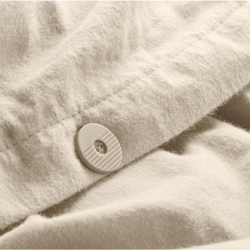 100% Cotton Flannel Duvet Cover Set, Queen Duvet Cover + 2 Standard Shams, Sand