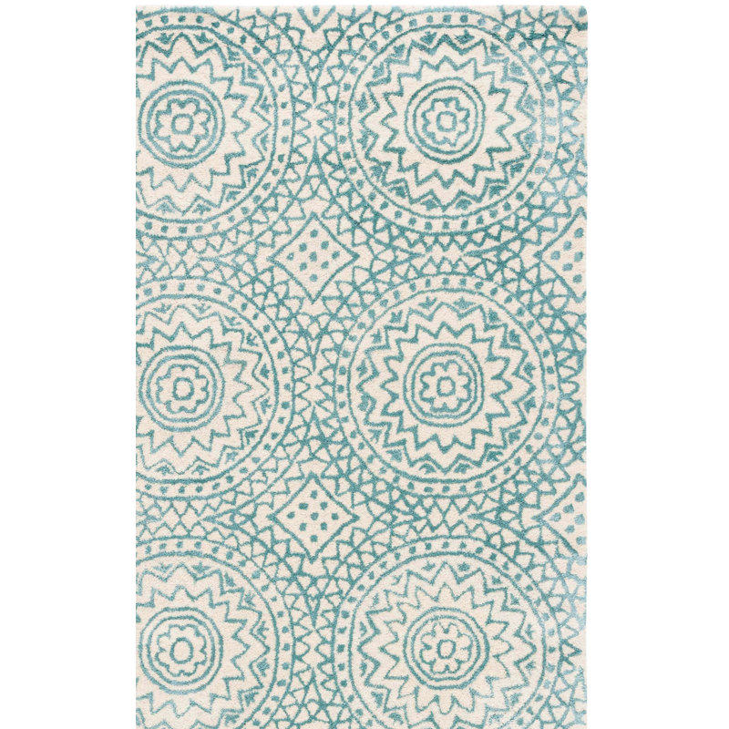 Rudra Hand Tufted Wool, Viscose Floral Rug, Rectangle 2' x 3'