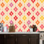 Papier peint adhésif peler et coller en PVC, revêtement mural auto-adhésif amovible avec motif rétro en forme d'étoile colorée orange rose jaune, imperméable pour la décoration intérieure - Rouleau
