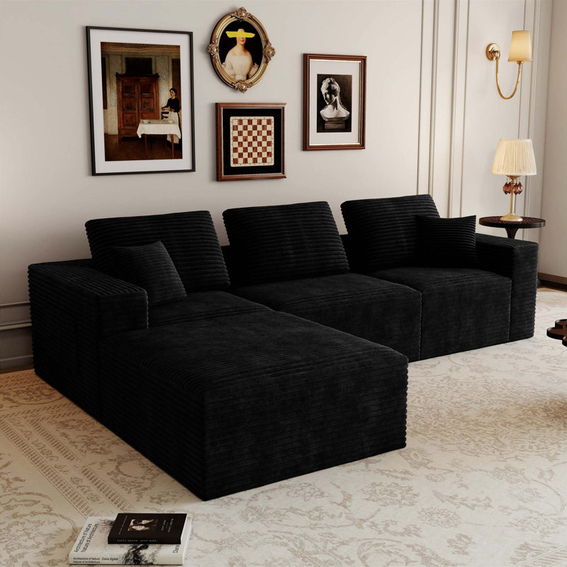 Plush Corduroy Modular Sectional Sofa, No Assembly Required