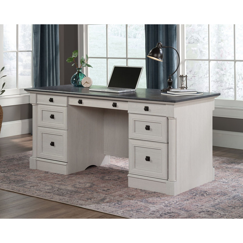 Bureau d'écriture rectangulaire l 65,118 po Panaghia, Blanc/Noir
