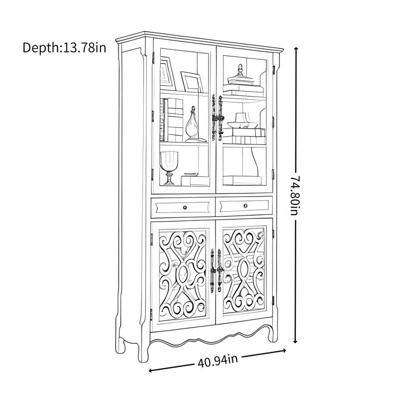 Vitrine simple américaine rétro, Blanc
