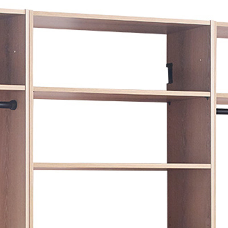 Vedz Walk In Closet W 2 Drawers, 6 Shelves, 2 Hanging Rods, Wood, Black/Oak Brown