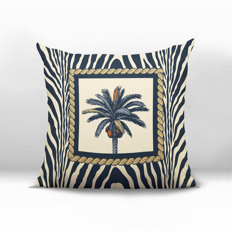 Oreiller carré intérieur / extérieur Kitar Island Palmreversible, Gris, Carré 15 po