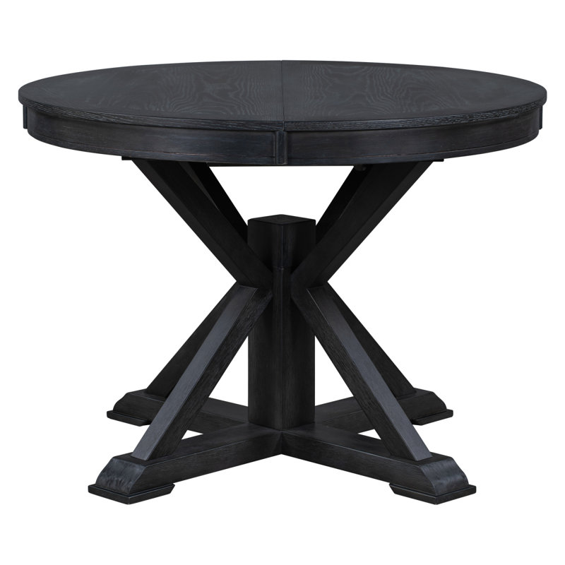 Table de salle à manger rétro avec rallonge fonctionnelle de 12 po pour salle à manger et salon, Espresso