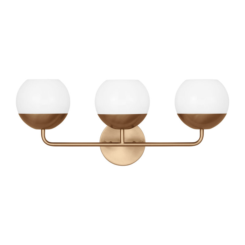 Avoca 3 Light Frosted Dimmable Vanity Light, Satin Brass