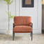 Chaise d'appoint moderne de 27,56 po avec coussins moelleux, structure en métal minimaliste et accoudoirs en bois - idéale pour un salon confortable, une chambre à coucher ou un siège de bureau-130634779