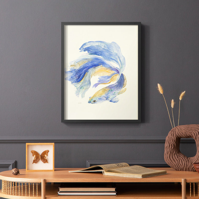 Reproduction encadrée Betta II - bois massif, Noir, H 28 po x l 22 po