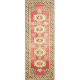 One-of-a-Kind Hand-Knotted 1960s 3'2" x 9'4" Runner Wool Area Rug in Red/Yellow/Brown
