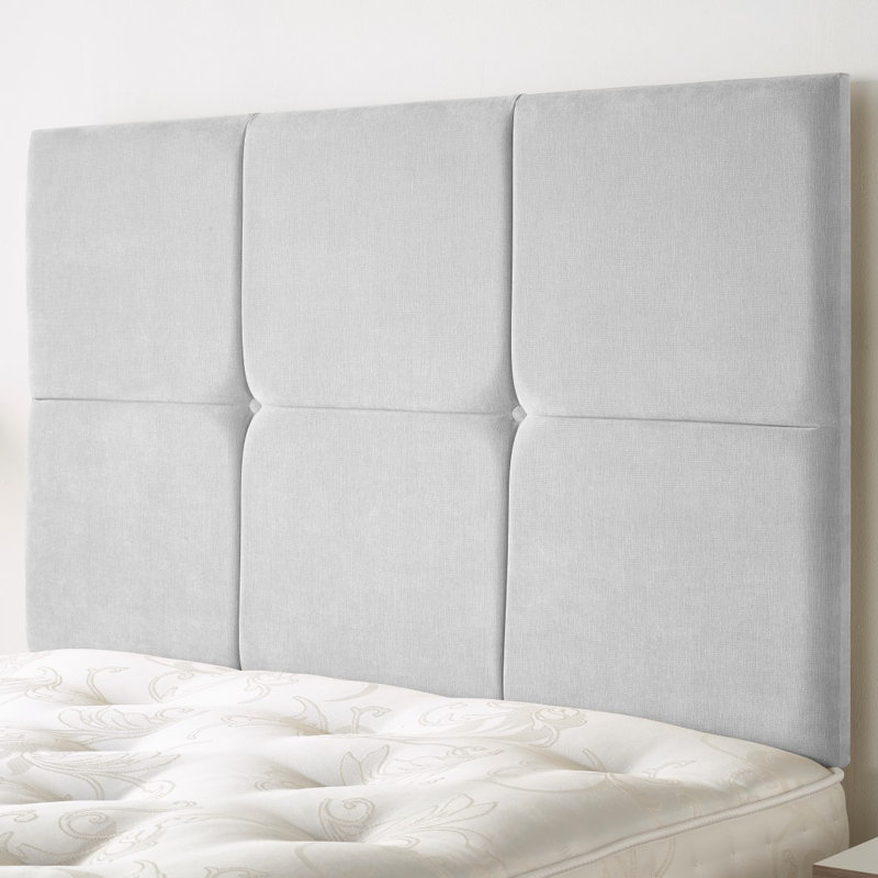 Upholstered Twill Panel Headboard, Small Double (4'), Silver