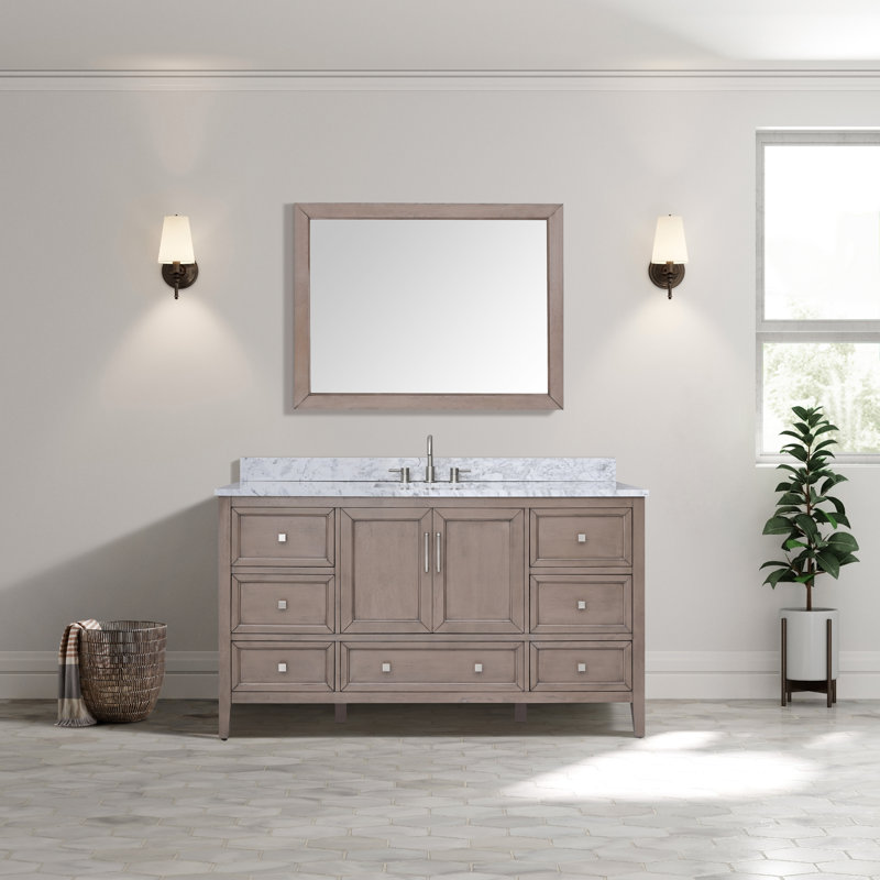 Everette 61'' W Single Vanity, Gray Oak