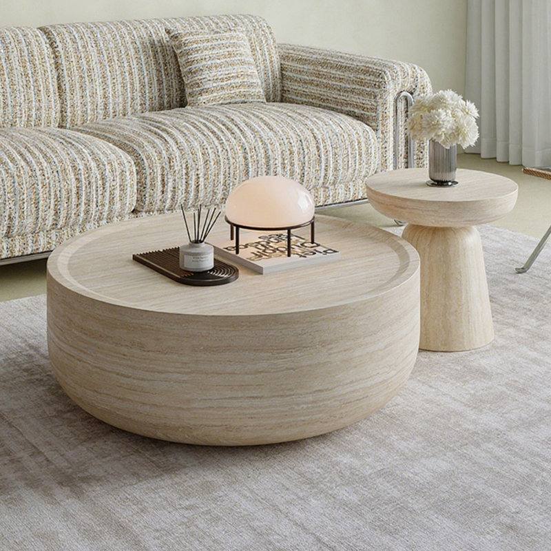 Table basse ronde Burlywood, H 11,81 po x L 35,43 po x l 35,43 po