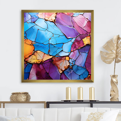 Orange And Purple Crystal Healing  III - Stone Geode Wall Art
