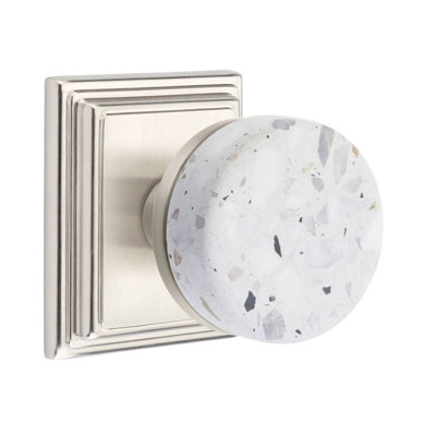 Emtek Select Passage Interior Mortise w/ Wilshire Rosette & Conical Stem, Light Terrazzo Knob (LH)