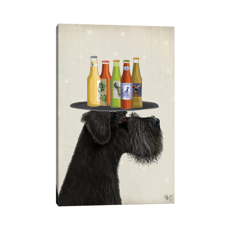 Schnauzer Black Beer Lover by Fab Funky - Wrapped Canvas Gallery-Wrapped Canvas Giclée, 20.32 cm H x 30.48 cm W