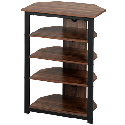 TV Stand & AV Media Stand, Corner Audio Tower with Storage Shelves and Steel Frame for Living Room Storage.