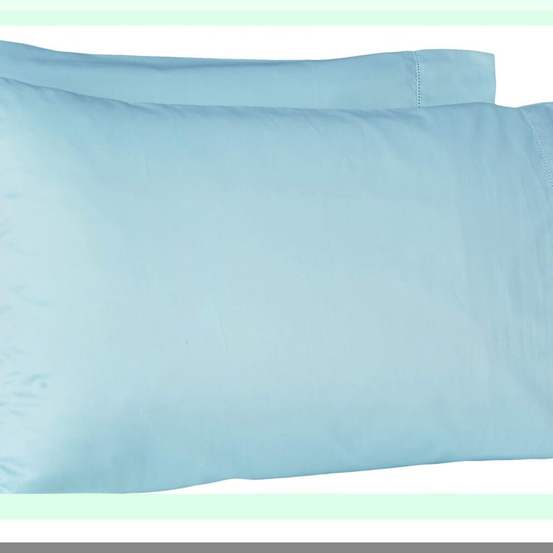 Luxury Sterling Blue Sateen Pillowcase Set - 525 Thread Count, 100% Long Staple Cotton, Soft & Smooth Bedding, 2 Piece Set for Comfort & Style