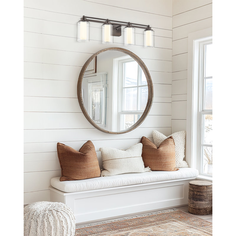 Éclairage pour salle de bain 4 lumières DEL à intensité variable moderne, 5 températures de température réglables, bronze huilé