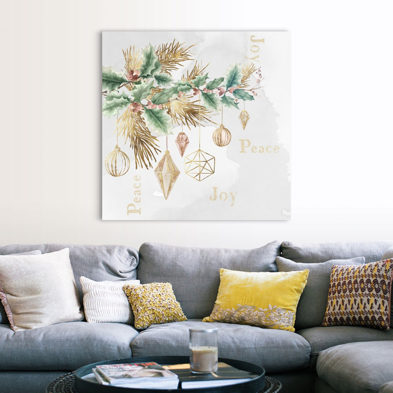 Peace & Joy Branch-impression d’art textuel sur toile, Toile tendue, H 48 po x l 48 po x P 1,25 po