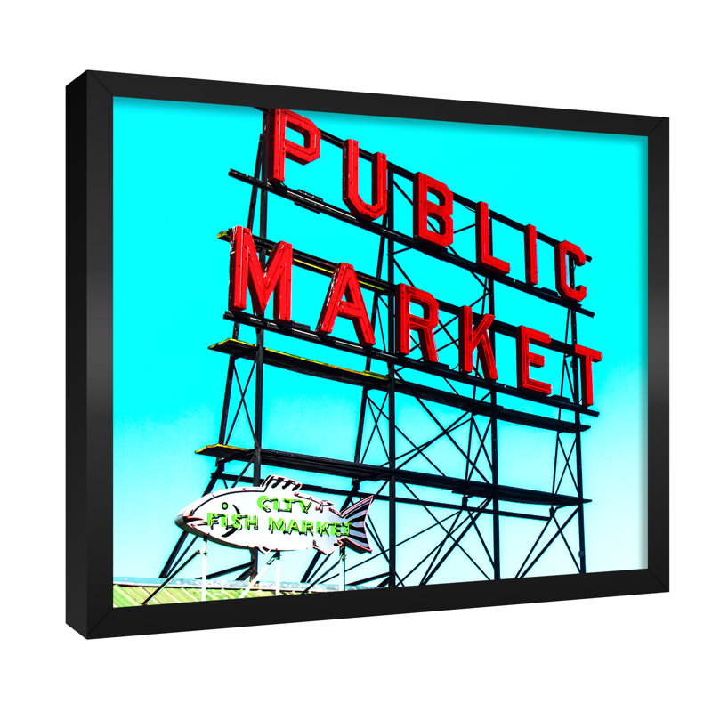Seattle - impression sur toile, Toile encadrée noire, H 16 po x l 20 po x P 0,75 po