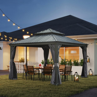12 pi. L 12 pi. D Pavillon de jardin en acier galvanisé avec double toit
