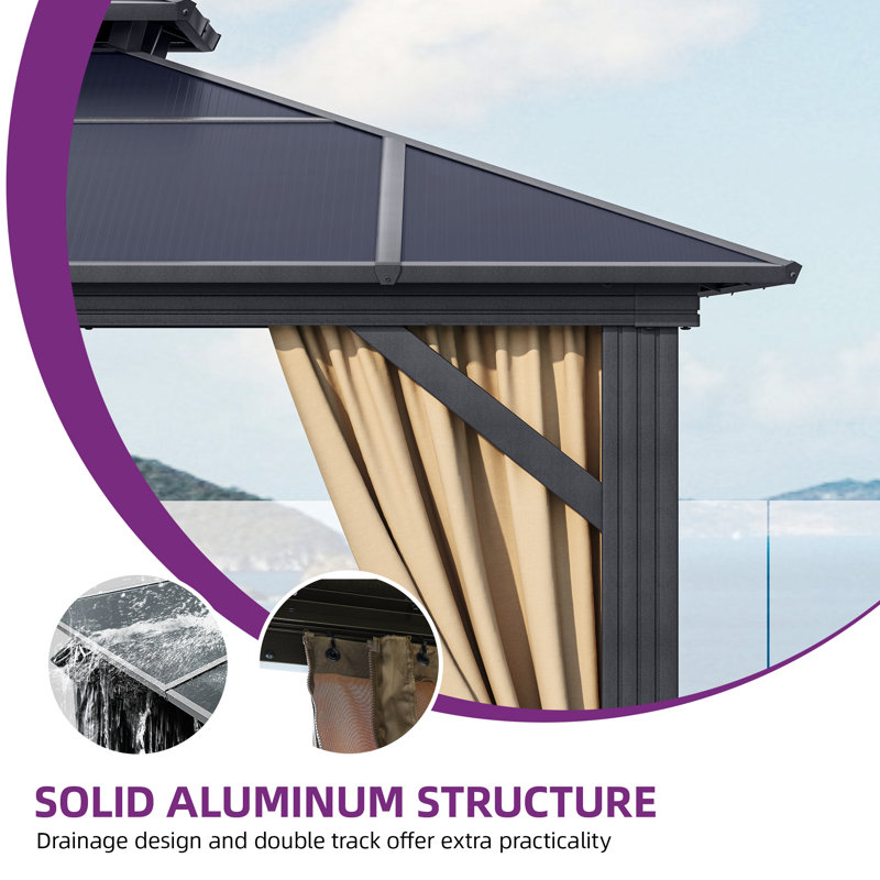 Double Roof With Aluminum Frame Patio Gazebo, 12ft W x 10ft D