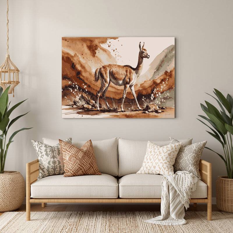 Faune, art mural en métal brun Guanaco, H 20 po x l 30 po