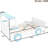 Twin Car Bed With Blue And White Color Pattern, Storage For Books Nighttime Gear, Low Platform Easy Climb, Comfortable Sleep & Look, Stuff, Independent Movement, Secure Setup-2011402465
