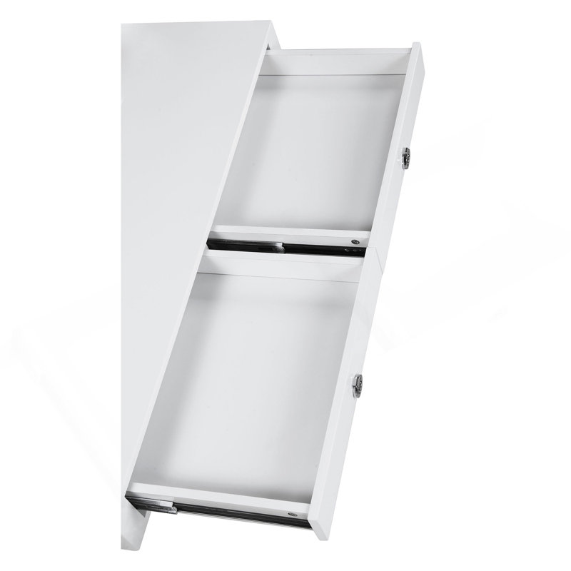 2-Drawer Writing Desk, Glossy White and Chrome