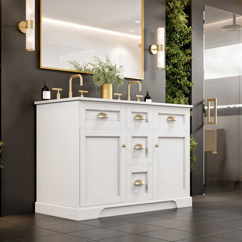 Didomenico 48" Double Bathroom Vanity Set, Brushed Nickel