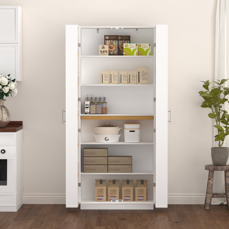 Pantry Cabinet Storage Food With Doors Adjustable Shelves Freestanding Buffet Cupboards Sideboard
