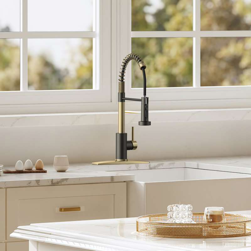 Kitchen Faucet with Pull Down Sprayer, Stainless Steel Kitchen Faucet, Utility Single Handle Spring Sink Faucets 1 or 3 Hole, Kitchen Faucets for Farmhouse Camper Laundry Rv Bar