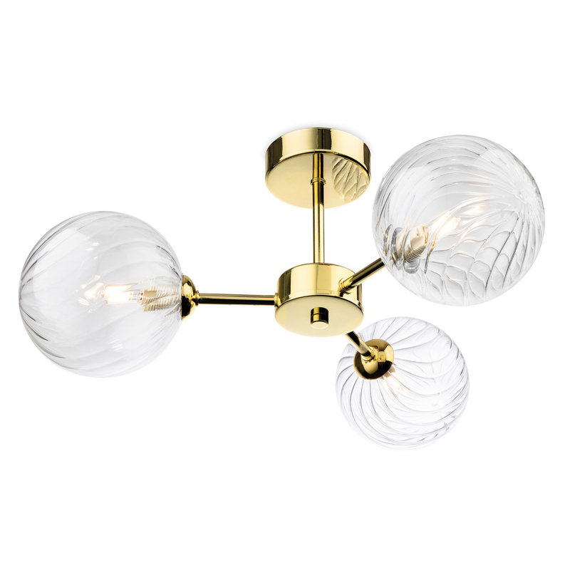 Glass Flush Mount, Brass