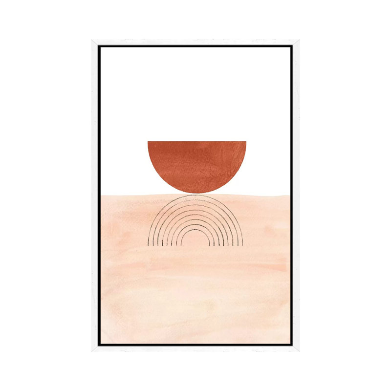 Geometric Horizon by Whales Way - Painting on Canvas, 101.6cm H x 66.04cm W x 3.81cm D, White Framed