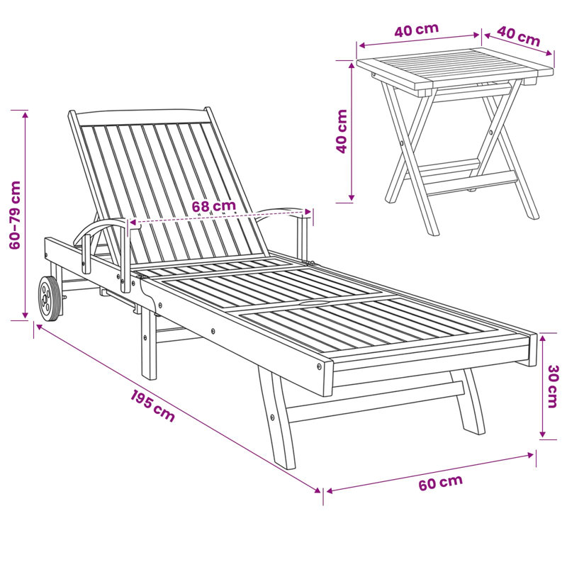 40cm Long Sun Lounger