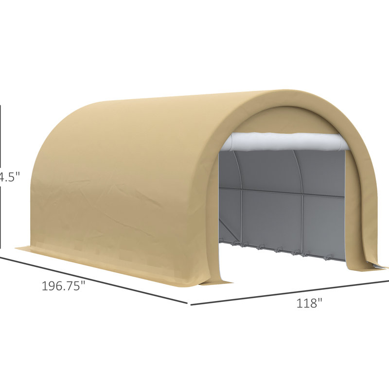 Abri pour véhicule 10 pi x 16 pi - Auvent en PE, acier galvanisé, pour voiture, bateau, vélo, beige 16 pi, robuste