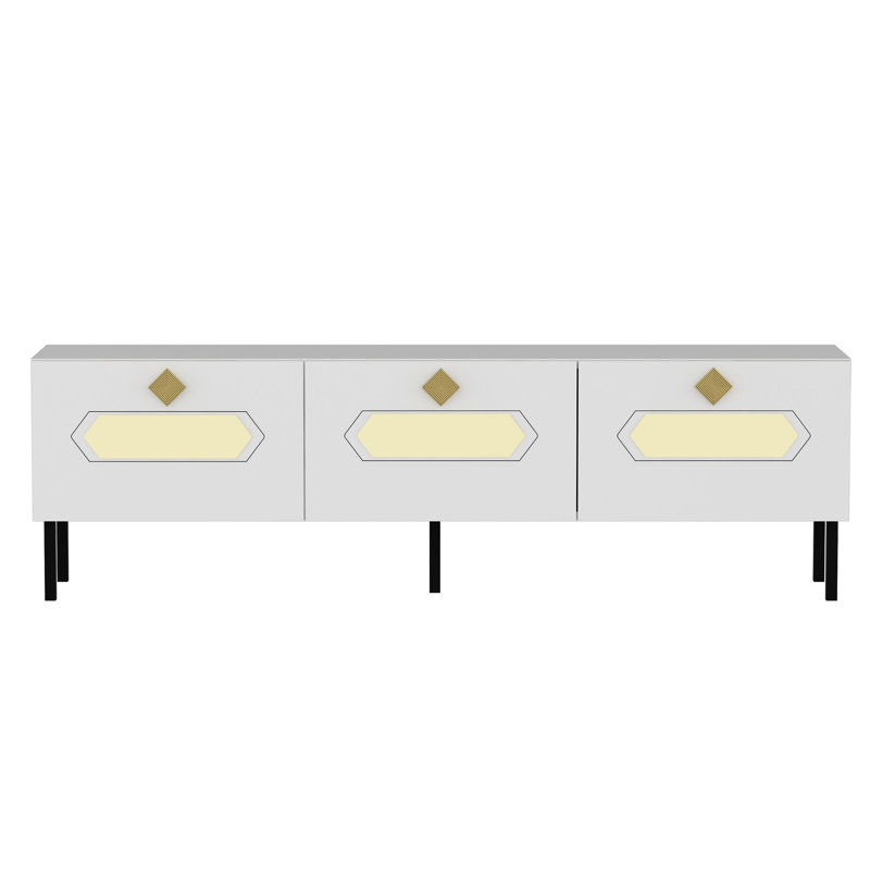 TV Stand, White/Gold