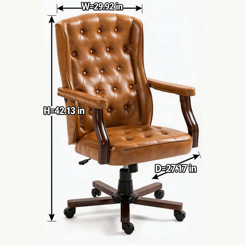 Fauteuil de direction ergonomique avec dossier à oreilles pour bureau personnel, Brun