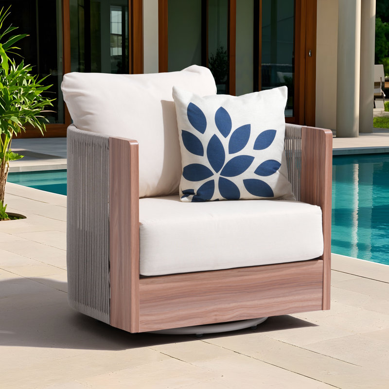 Chaise de patio d'extérieur pivotante avec coussins